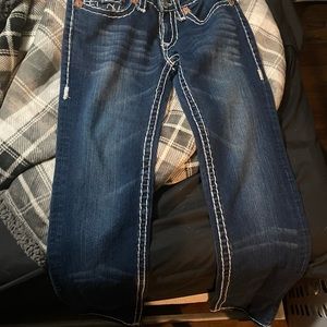 True Religion Billy T Bold Thread Low Rise Jeans